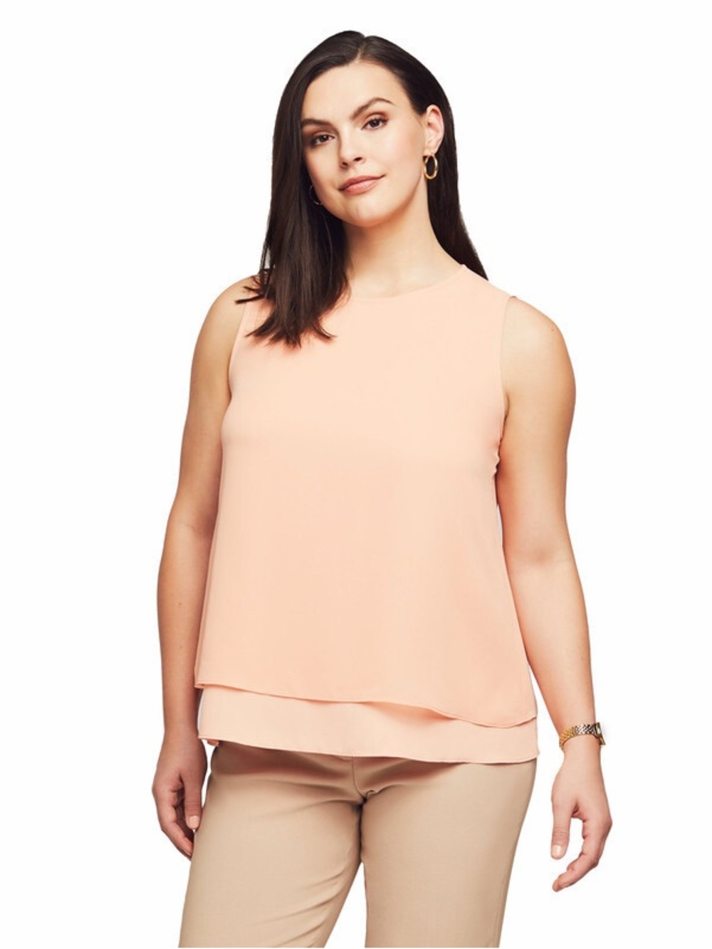 Anne Klein Peach Layered Sleeveless Camisole